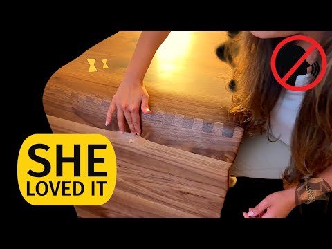 Built My Wife a Walnut Desk With Bowtie Bling And Crooked Waterfalls! SHOP SOUNDS ONLY