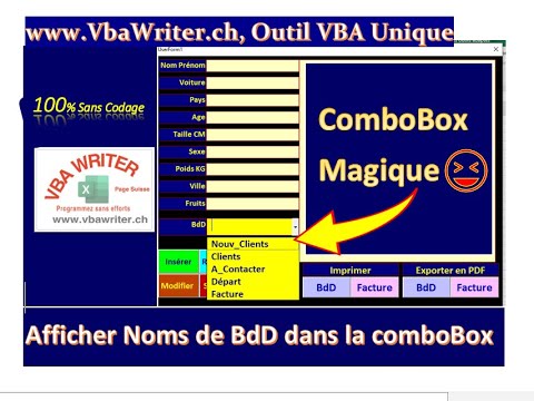 VBA ComboBox Magique- Gérer Plusieurs Bases des Données- N° 1/4 Sans Codage_37.  www.VbaWriter.ch