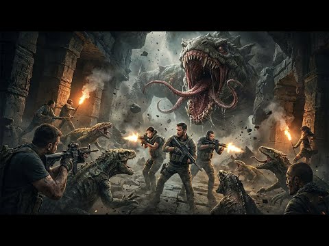 Thriller Action: Team flees mutant lizards into underground vault, awakens even scarier flesh-eater!
