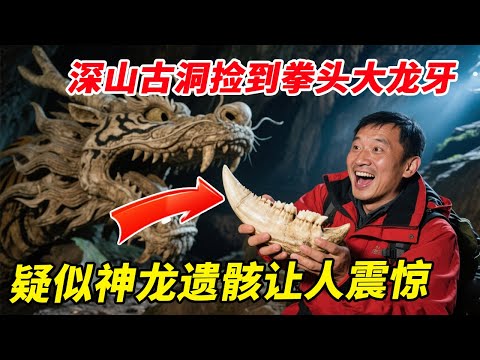 深山古洞传出虎啸龙吟之声，捡到拳头大的龙牙，疑似神龙遗骸让人震惊【户外小北哥】