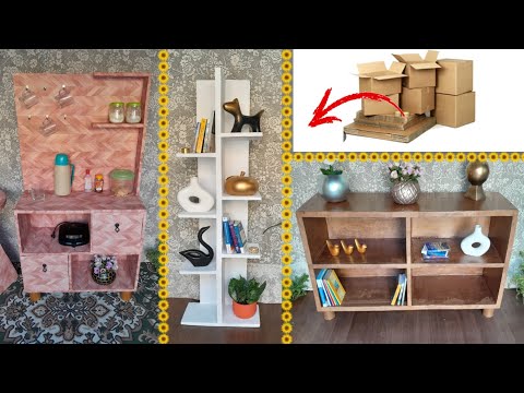 3 IDEIAS💡GENIAIS DE MÓVEIS FEITOS DE CAIXAS DE PAPELÃO | COMO FAZER 3 MÓVEIS DECORATIVOS DE PAPELÃO