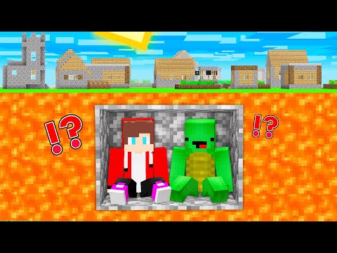 HOW JJ AND MIKEY WERE BURIED ALIVE UNDER LAVA in Minecraft ? HOW TO SURVIVE UNDER LAVA !