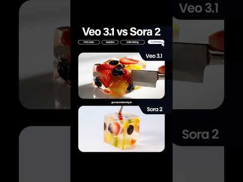 Gelatin Fruit Cube Slicing Test (Veo 3.1 vs Sora 2) #sora2 #veo3 #aivideo