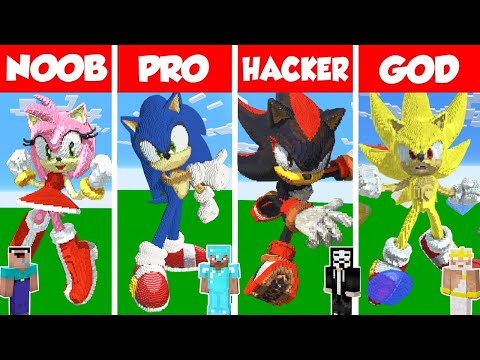 Minecraft SONIC THE HEDGEHOG HOUSE BUILD CHALLENGE NOOB vs PRO vs HACKER vs GOD Animation