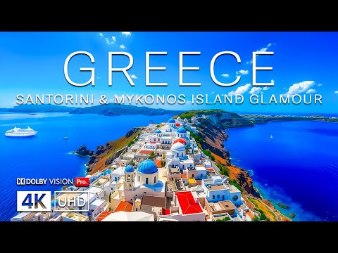 Stunning Greece 4K Drone Footage | Santorini & Mykonos Spectacular Blue Domes & Sparkling Seas UHD