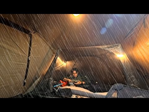 ⛈️CAMPING IN HEAVY RAIN AND THUNDER 💀BAD WEATHER WHILE SETTING UP THE TENT