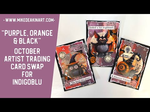 "Purple, Orange & Black" - Artist Trading Cards for October's IndigoBlu swap