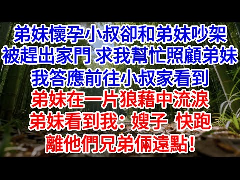 弟妹懷孕小叔卻和弟妹吵架被趕出家門，求我幫忙照顧弟妹，我答應前往小叔家看到弟妹在一片狼藉中流淚，弟妹看到我：嫂子，快跑，離他們兄弟倆遠點！#為人處世#生活經驗#情感故事#故事#小說#戀愛#情感#婚姻