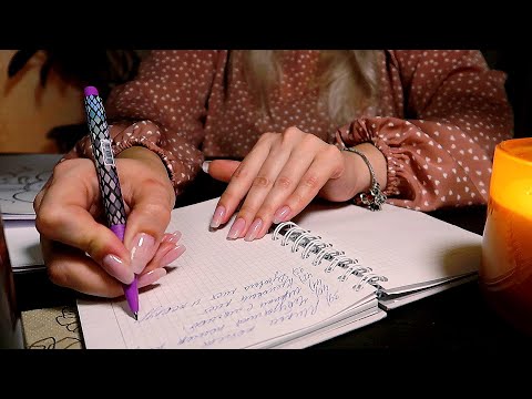 ASMR 📓 Listen while Study ✍🏼 Paper sorting / Fire Crackle / Writing / Unintelligible Whisper