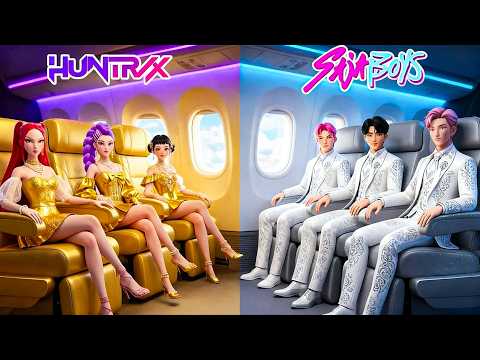 SAJA Boys x Huntrix: Gold vs Silver From Huntrix vs Saja Boys in Airplane! | KPOP Demon Hunters