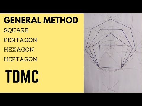 How to draw a square, pentagon, hexagon, heptagon, General Method, technical drawing