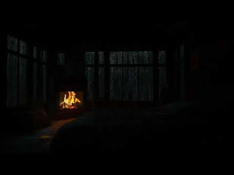 Fireplace and Rain Ambience in a Cozy Cabin Night🔥🌧️The Perfect Escape for Deep Sleep, Relax & Study