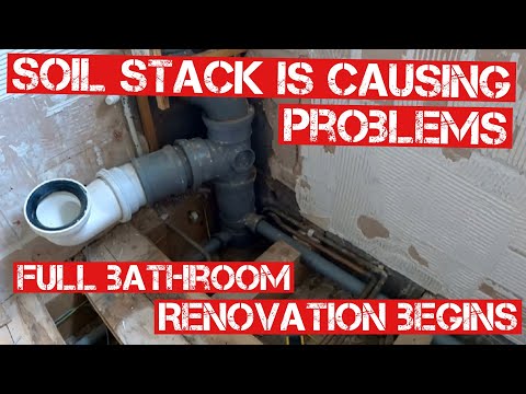 FULL BATHROOM REFIT-SOIL STACK CAUSES PROBLEMS ON DAY 1… Part 1-Rip out & 1st Fix