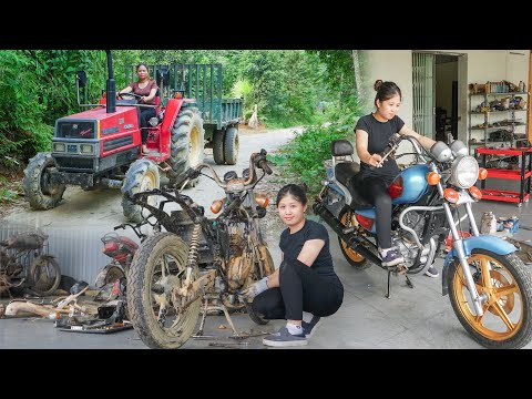 138 Day --Girl Restores 1990s HYOSUNG Motorcycle / Restoring An Old Tractor That Has Been Abandoned