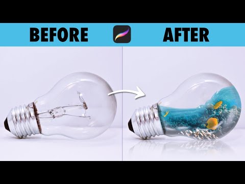 Photo manipulation in Procreate: Bringing a Lightbulb to Life with Water and Fish
