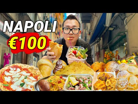 €100 Street Food Challenge in Naples🇮🇹 In Italy, You Can Still Eat at These Prices!!