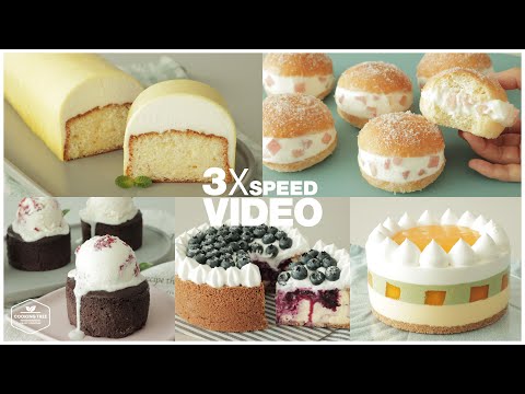 #116 3x Speed 케이크 디저트 베이킹 영상 : Cake Dessert Baking Video | 치즈케이크,복숭아 도넛, 초콜릿 케이크,아이스크림 |Cooking tree