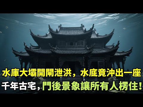 水庫大壩開閘泄洪，水底竟沖出一座千年古宅，門後景象讓所有人楞住！#故事頻道 #故事分享 #老年故事