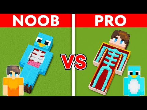 NOOB vs PRO: SECRET INSIDE BODY HOUSE Build Challenge in Minecraft!