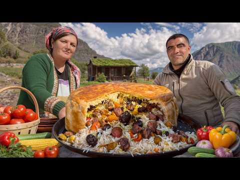 Hearty Lamb Rice Pie Cooked Over Open Fire