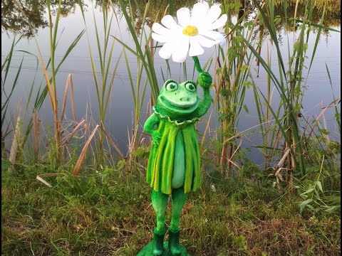 Frog from Cement and a Plastic bottle with his own hands. Figures for the garden.