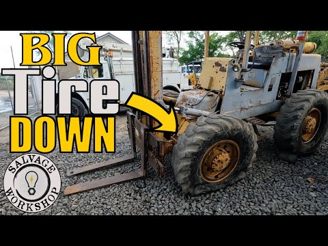 ALL-Terrain Forklift needs HELP... Big Tire Repair with a Little Rescue on the SIDE!