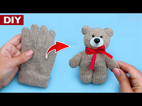 🐻 I made a very Cute Teddy Bear out of just one glove 💛 It’s easy to do, you can do it!