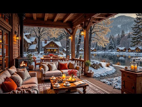 Relaxing Winter Morning at Cozy Lakeside Porch Ambience❄ Soft Jazz Instrumental Music for Work,Study
