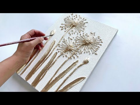Create Stunning Dandelion Texture Painting | Gold Leaf Art Tutorial | Vanoushe Art
