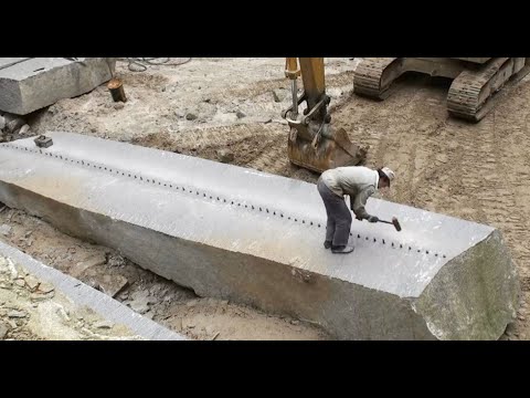Amazing Fastest Stone Splitting Technique - Incredible Modern Granite Mining Machines Technology
