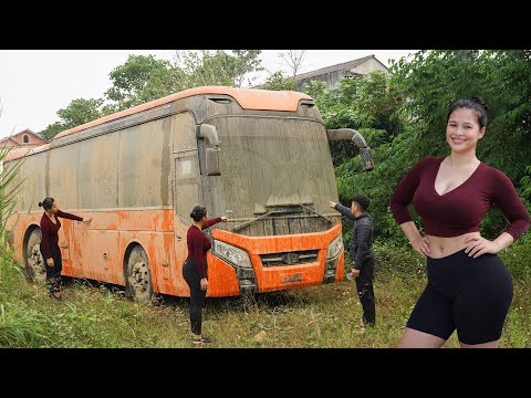 Genius Girl Challenge: Restoring an old, dirty, abandoned 45-seater HYUNDAI sleeper bus.