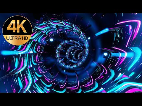 10 Hour 4k TV Relaxing Tunnel screensaver metallic Blue Pink Neon lights Abstract background video