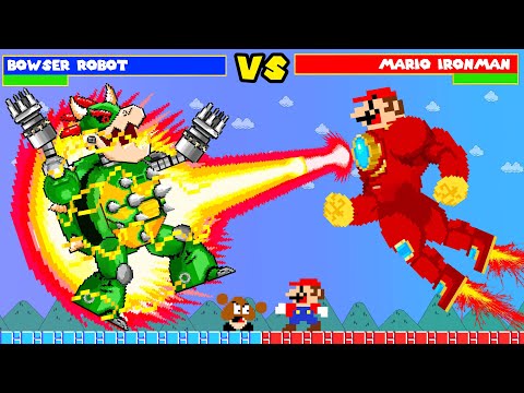 MARIO ROBOT Battle: Can Mario Robot vs BOWSER Robot but Mario Can Upgrade Myself? | Mario Witcher