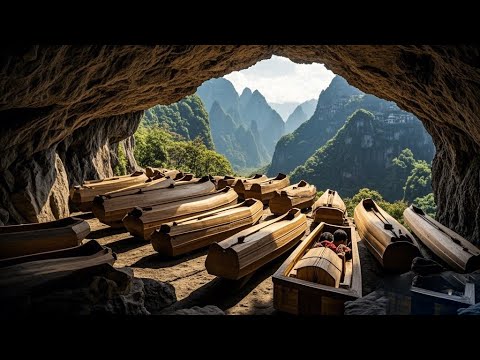 探秘贵州深山苗族洞葬，山洞放着100多具棺材，还有黑猫在洞口守护【乡村阿泰】