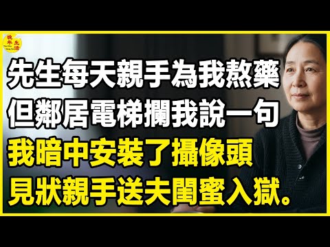 我62岁，丈夫每天亲手为我熬药，但邻居电梯拦我说一句，我暗中安装了摄像头，见状亲手送夫闺蜜入狱。#中老年生活 #為人處世 #生活經驗 #情感故事 #幸福人生 #上了年紀該明白的事