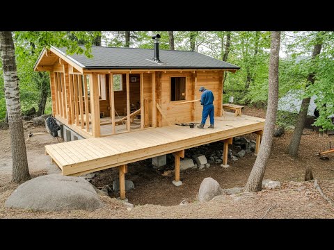 Man Builds Cozy Log Cabin with Chimney in the Forest | Start to Finish