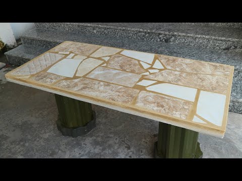 How To Build Coffee Table From Ceramic Tiles Broken and Color Powder