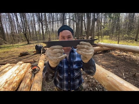 The first log house crowns. How to use a carpenter's line. A video for beginners #loghouse