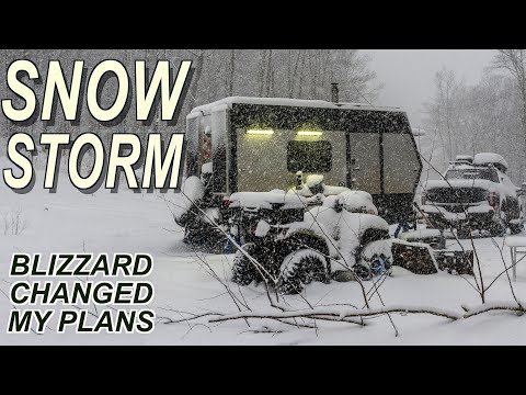 PUSHING THE LIMITS - Winter Camping In a BLIZZARD using a DIY Travel Trailer with a Woodstove