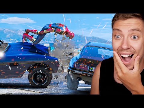 Reacting To SPIDERMAN CRASHES Ragdoll in GTA 5