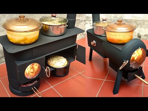 Two modern wood stoves combined with super efficient ovens