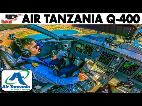 Flying up Lake Tanganyika in Q-400 Cockpit to Kigoma & Bujumbura
