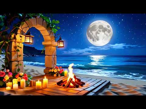 Fall Asleep Instantly 🌙 Moonlit Beach Waves ✨ Calm Night Music for Deep Sleep
