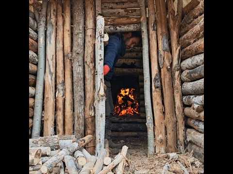 Build a dugout and bushcraft winter camping #survival #camping