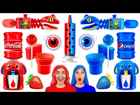 Red Food vs Blue Food Challenge | Eating Everything Only In 1 Color For 24 Hours by Multi DO