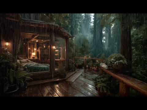 Rain Falling Outside a Quiet Cabin 🌧 | Peaceful Nature Sounds for Sleep