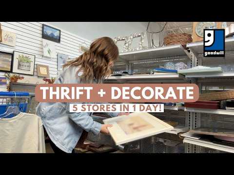 *HUGE* haul from 5 stores on COUPON DAY! | Thrift With Me + Decorate | Goodwill Haul
