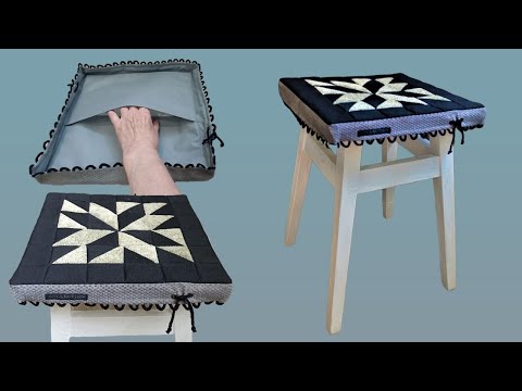 I sew a cover for a kitchen chair with a pocket.