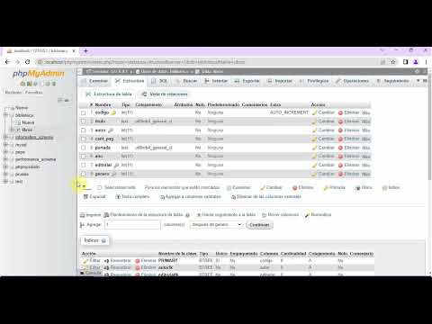 creando base de datos biblioteca php myadmin tablas y relaciones