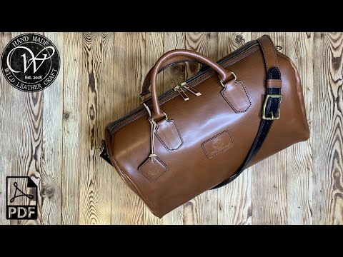 Making a travel bag from Full Grain leather Toscana by #wildleathercraft. Free pattern PDF.